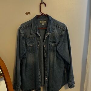 Cabelas Denim Pearl Snap Shirt Light Wash 2XL